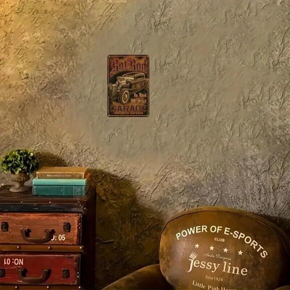 Tin Sign • Rat Rod Blown Hemi • Auto Salvage & Garage • In Rust We Trust • 8x12 - Picture 5 of 8